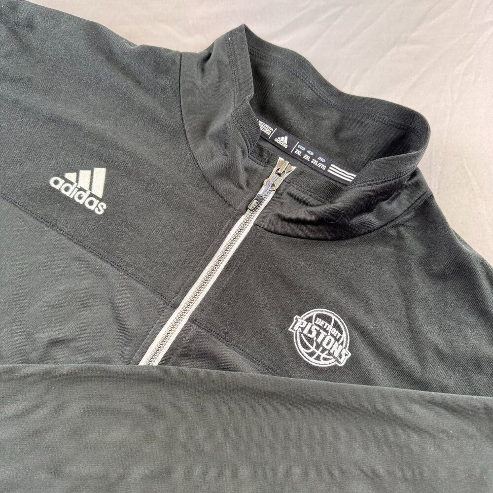Adidas Mens Track Jacket Zip-Up Detroit Pistons Basketball Logo Sports 2XL Black